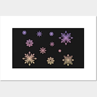 Pastel Ombre Faux Glitter Snowflakes Posters and Art